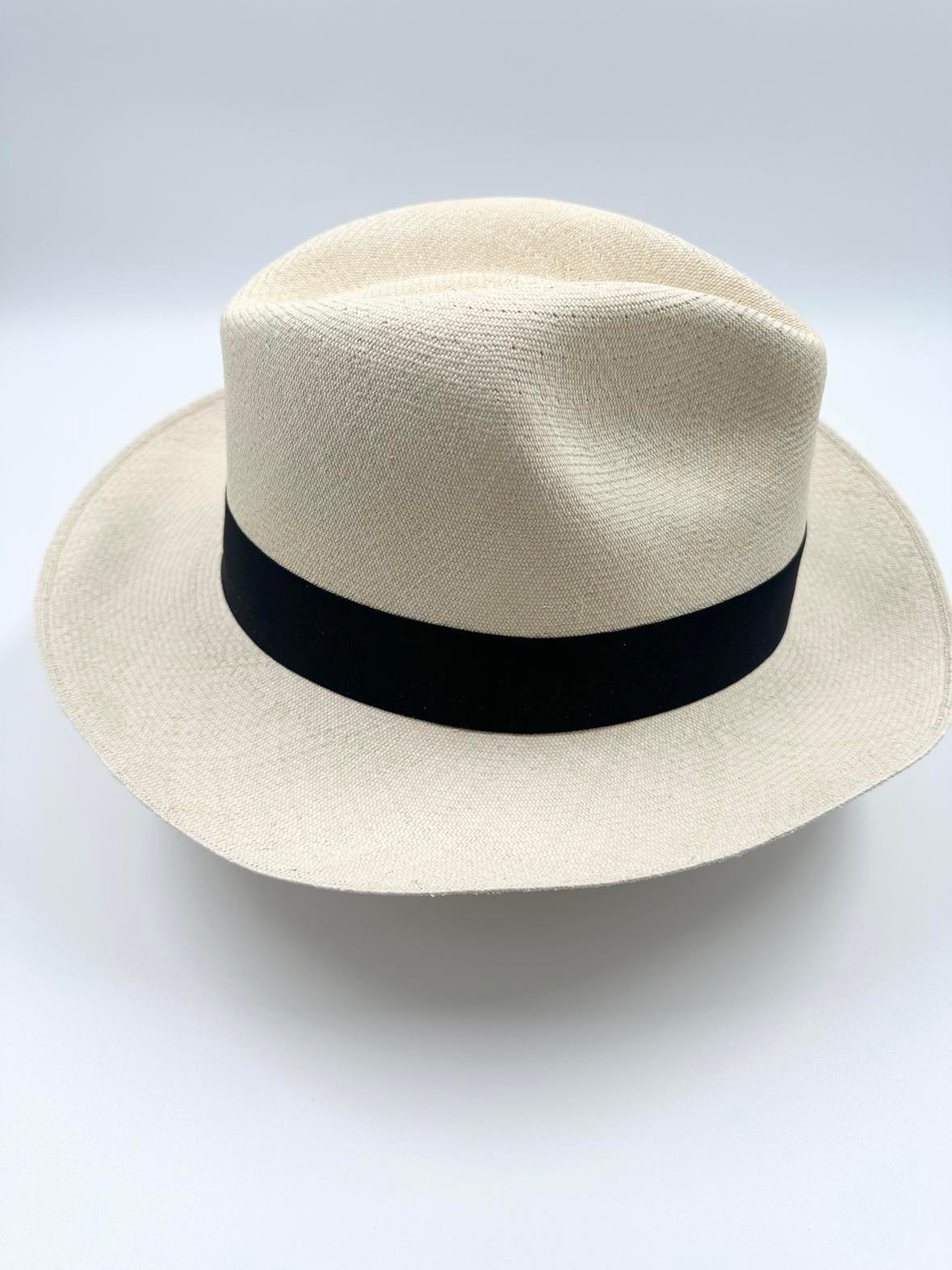 Ægte Montecristi Fedora Panama Hat med en kvalitet på 19-20 fletninger pr. inch