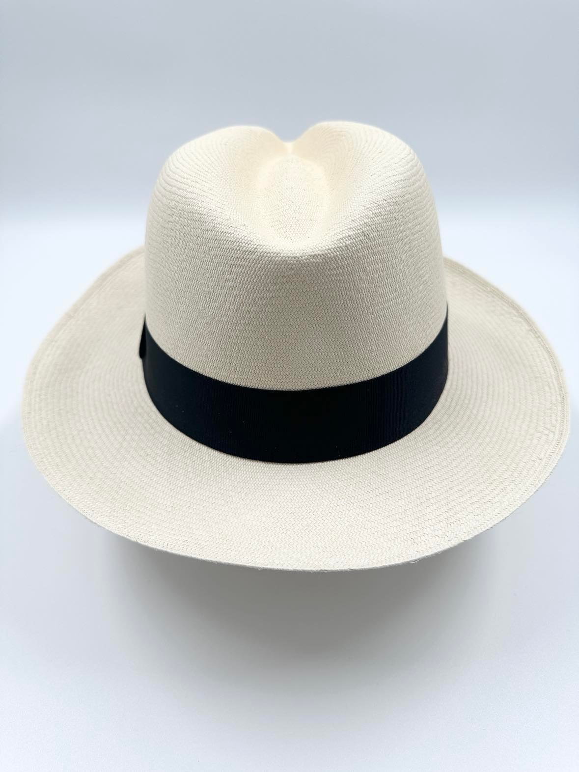 Ægte Montecristi Fedora Panama Hat med en kvalitet på 21-22 fletninger pr. inch - unik og håndflettet i Ecuador