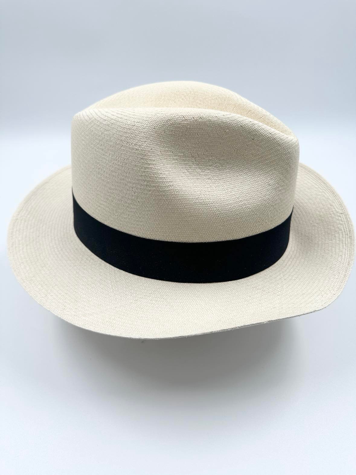 Ægte Montecristi Fedora Panama Hat med en kvalitet på 21-22 fletninger pr. inch - flettet i hånden efter ældgamle pricipper